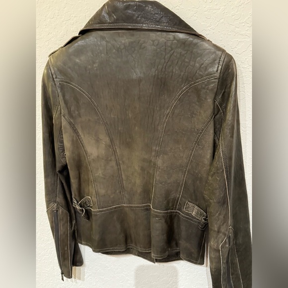 Andrew Marc Vintage 100% Leather Cropped Moto Jacket Unisex Size XS - Picture 10 of 15
